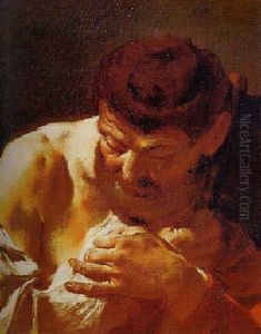 Bearded Man, His Head Bowed And Holding An Ax (saint Matthias?) by Giovanni Battista Piazzetta