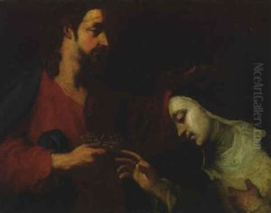 Saint Catherine Of Siena Taking The Crown Of Thorns by Giovanni Battista Piazzetta