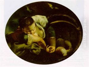 A Sleeping Girl With A Basket Of Turnips