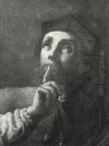 Male Saint, Bust Length, Wearing Clerical Robes And Beretta by Giovanni Battista Piazzetta