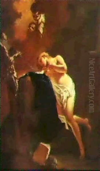 La Maddalena In Meditazione Davanti Al Crocifisso E Due     Angioletti - view 1