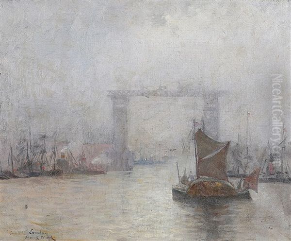 Tower Bridge Under Construction, An Impressionist View Of The Thames - view 1