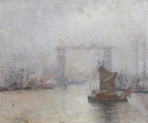 Tower Bridge Under Construction, An Impressionist View Of The Thames