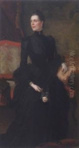 Sitzende Dame Mit Einer Rose In Der Hand