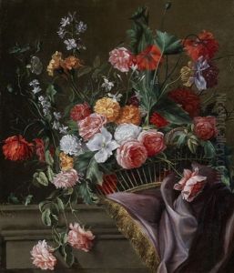 Stillleben Mit Blumenkorb by Jean-Michel Picart
