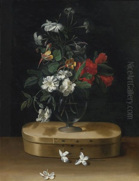 Vase Of Flowers On A Chipboard Box - view 1