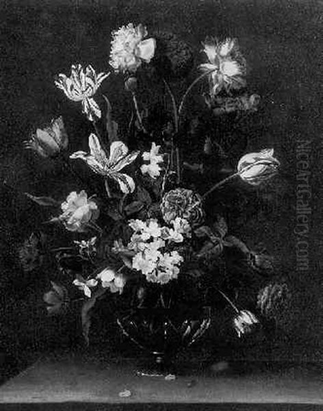Still Life Of Flowers In A Glass Vase - view 1