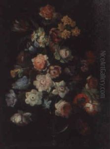 Bouquet De Fleurs Dans Un Vase En Cristal