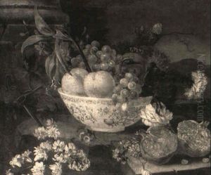 Blumen- Und Fruchtestilleben Mit Einer Schnecke