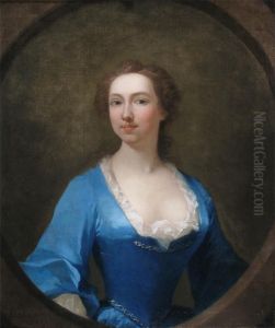 Portrait Of A Lady, Half Length Wearing Blue by Charles Bodmer