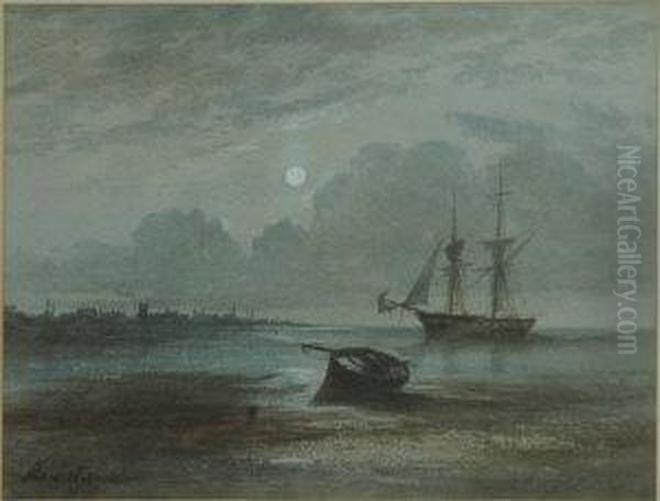 Moonlit Ship At Anchor - view 1