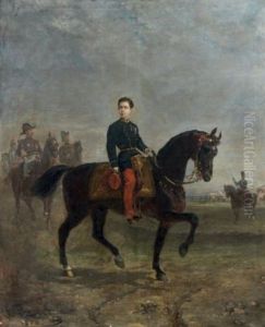 Le Prince Imperial A Cheval, Devant Un Camp, Probablement De Chalons, A L'age De 14 Ans Le Prince Imperial A Cheval, Devant Un Camp, Probablement De Chalons, A L'age De 14 Ans