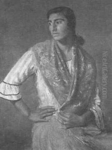 Gitana Con Manton Rojo by Ramon Pichot Gironès