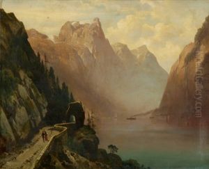 Ansicht Der Axenstrasse Mit Vierwaldstattersee Und Urirotstock