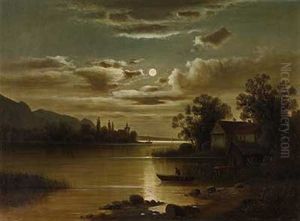 Flusslauf Bei Vollmondnacht