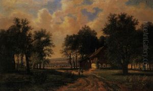 Waldlandschaft Mit Bauerngehoft by Anton Pick