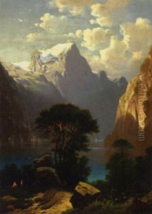 An Austrian Lake With The Alps Beyond by Anton Pick