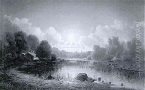 Flusslandschaft Im Mondlicht - view 1