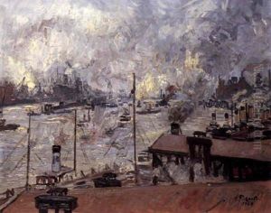 Busy Harbour Scene by Ernst Pickardt
