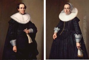 Portrait Of A Gentleman In A Ruff Collar And Black Silk Doublet (+ Portrait Of A Lady In A Ruff Collar And Black Silk Dress; Pair)