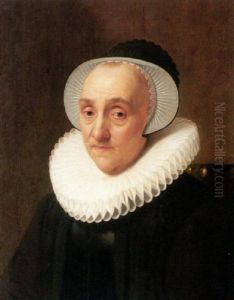 Portrait Of An Old Lady Wearing Black With A White Ruff And Headdress