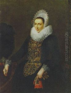 Portrait Of A Lady, Holding An Ostrich Feather Fan And A Pair Of Gloves