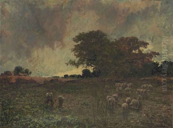 A Cloud Rift: Labourers In A Turnip-field, Under A Stormy Sky - view 1