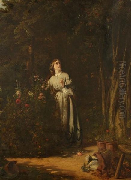 A Study Of A Young Woman In A Garden - view 1