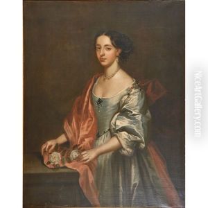 A Young Woman In Formal Dress White Roses by Henry William Pickersgill