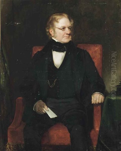 Portrait Of Thomas Richter, Three-quarter-length, Seated In A Black Suit, With A Paper In His Right Hand - view 1