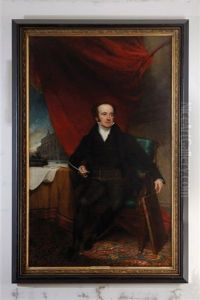 Portrait Of John Thomas Barber Beaumont, Seated, In A Black Coat, Holding A Quill In His Right Hand, By A Table With An Inkstand And Documents Inscribed... by Henry William Pickersgill