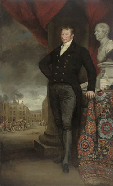 Portrait Of A Gentleman, In A Black Coat And Breeches, Standing By A Column - view 1
