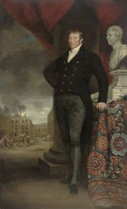 Portrait Of A Gentleman, In A Black Coat And Breeches, Standing By A Column
