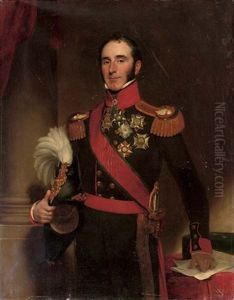 Portrait Of Sir John Conroy In The Uniform Of The Royal Artillery Holding A Plumed Helmet