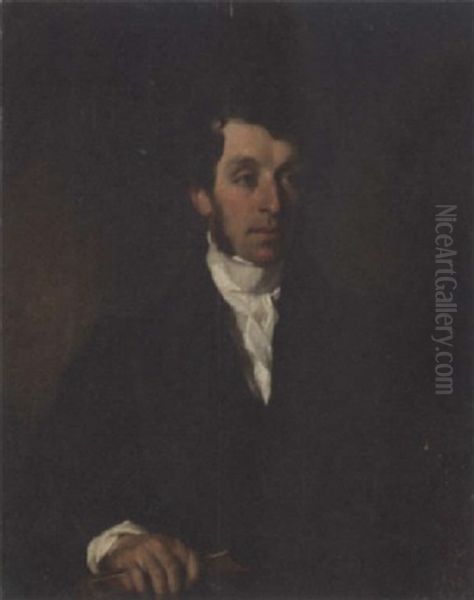 Portrait Of A Man (john Hill Hawkstone?) In A Black Coat And White Cravatte - view 1