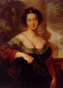 Portait Of Frances Wyndham In A Black Dress With A Lace Trim, By A Column