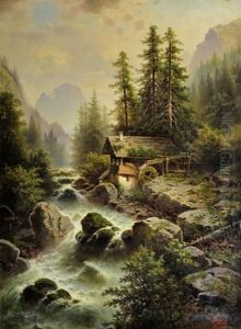 Waldmuhle Mit Wasserfall Im Bayerischen Hochgebirge
