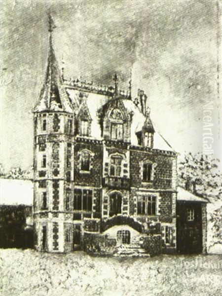 Red Brick House In The Wintertime - view 1