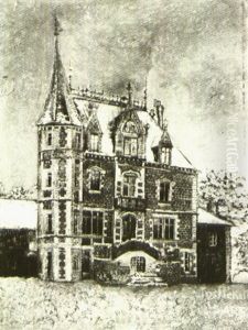 Red Brick House In The Wintertime by Joseph (Joe) Pickett
