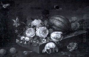 Still Life With Fruit, Flowers, Buttlerflies And Lizard Still Life With Fruit, Flowers, Buttlerflies And Lizard