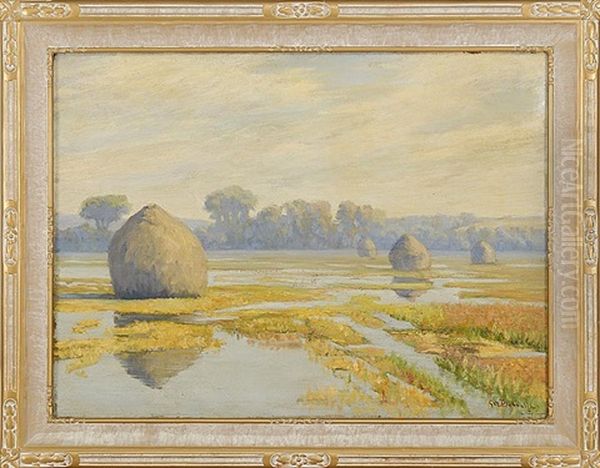Marsh With Haystacks - view 1
