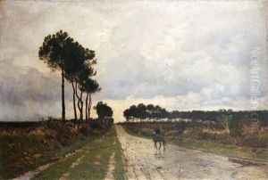 Paysan Breton Sur La Route Par Un Ciel D'orage Paysan Breton Sur La Route Par Un Ciel D'orage