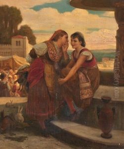 Jovenes Italianas Junto A Una Fuente by Henri Pierre Picou