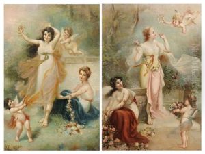 Jeunes Filles Aux Fleurs Et Putti (2 Works) Jeunes Filles Aux Fleurs Et Putti (2 Works)