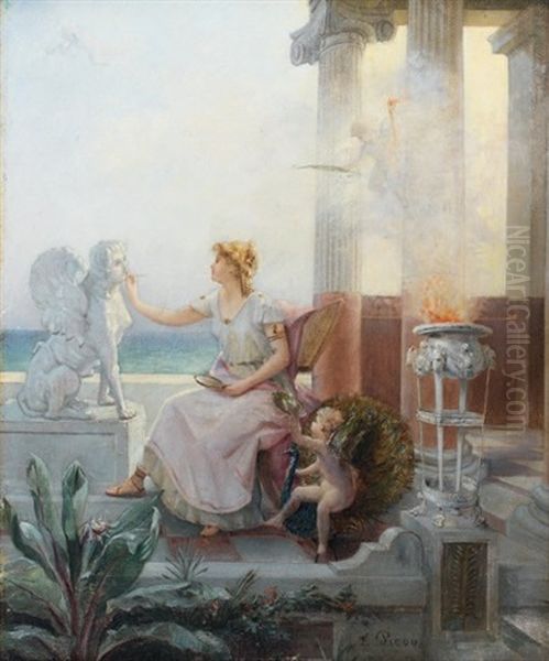 Jeune Femme Grecque Decorant Une Statue - view 1
