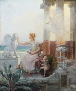 Jeune Femme Grecque Decorant Une Statue by Henri Pierre Picou