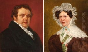 Portrait De Monsieur Joseph Albert Libert (+ Portrait De Angelica Vander Straeten; 2 Works) by Charles Picque