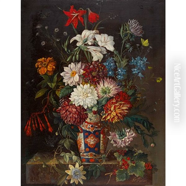 Prachtiges Blumenstuck Mit Schmetterling Und Libelle - view 1