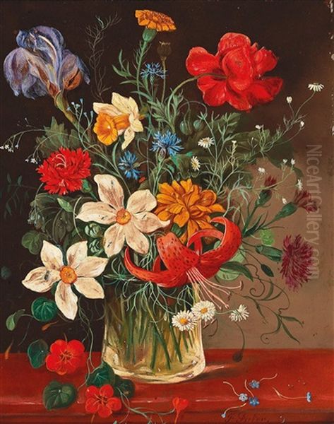 Flowers In A Glass Vase - view 1