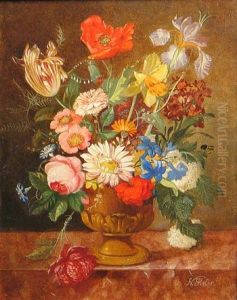A Still Life With Flowers In An Urn